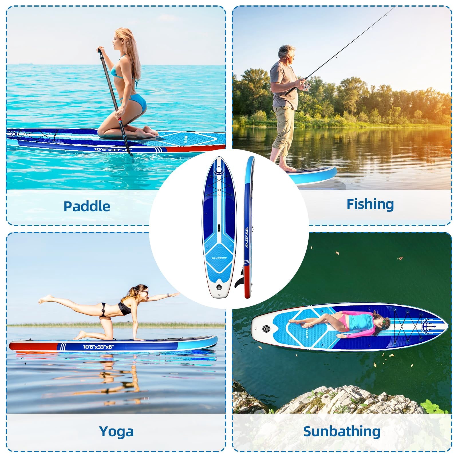 Inflatable Stand Up Paddle Boards, with SUP Paddle Board Accessories, Wide Stable Design, Non-Slip Comfort Deck for Youth & Adults