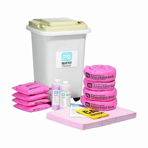 Spill Kit, 8 gal Volume Absorbed per Kit, 29 gal Capacity, Can, Clear, 25