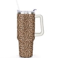 thumbnail image 2 of 40oz Fashion Leopard Pattern Stainless Steel Flip Straw Tumbler Spill Proof Travel Cup Double Wall Vacuum Insulated Coffee Mug with Top Handle, 2 of 6