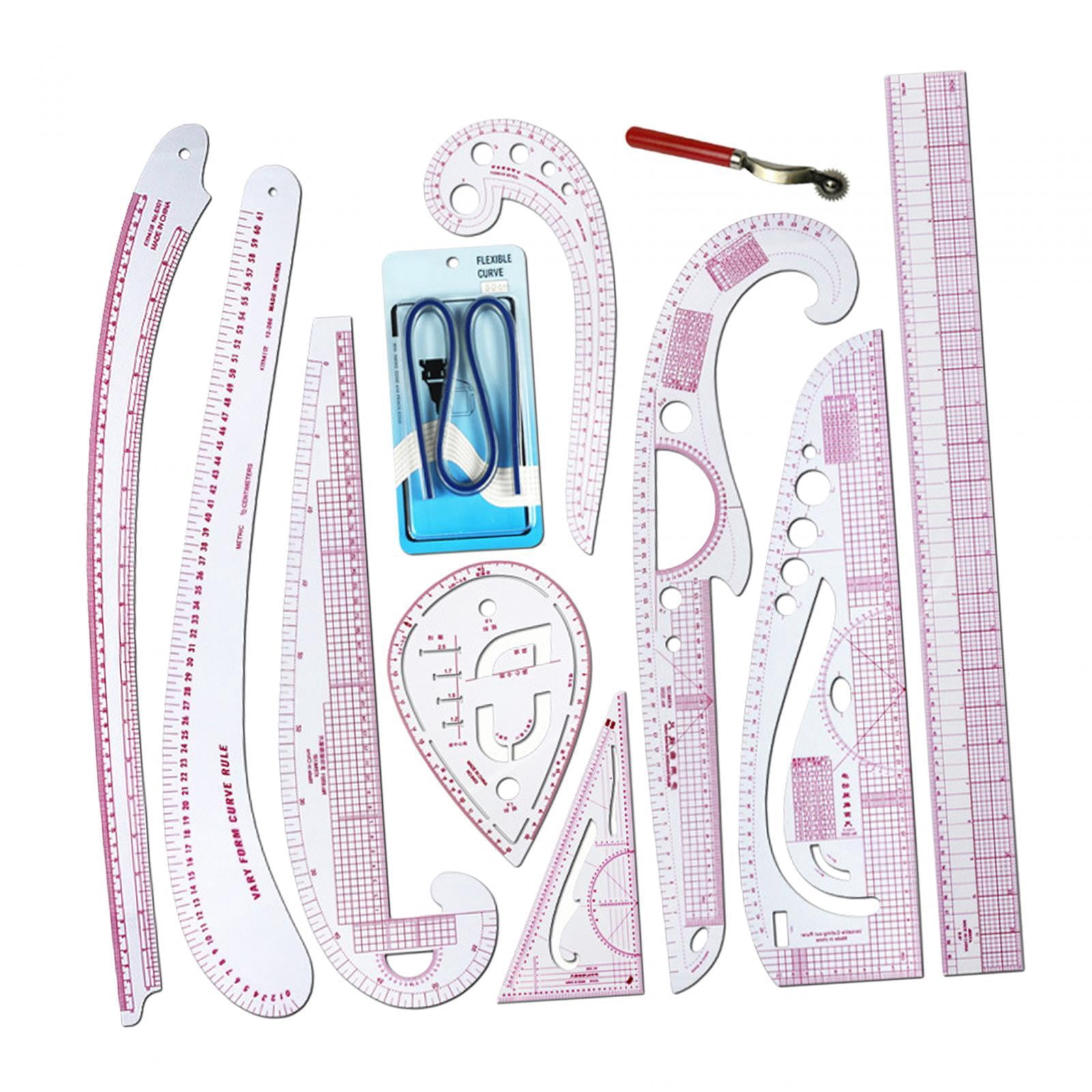 Clothing Pattern Making Ruler Dress Makers Ruler Measuring Tools Bendable Styling Sewing French Curve Ruler Set for Tailors 11 Pieces