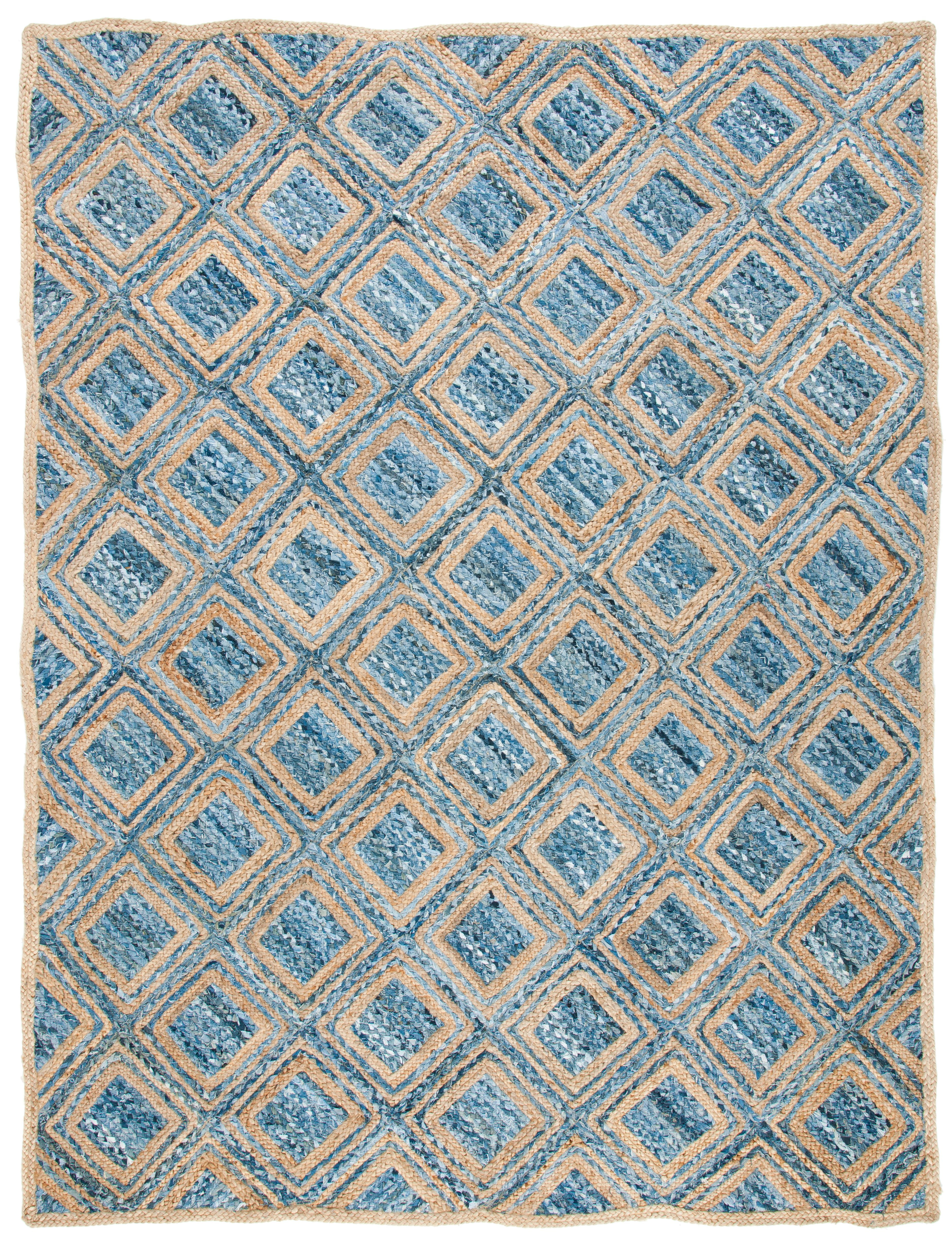 SAFAVIEH Cape Cod Alayna Geometric Area Rug, Natural/Blue, 11' x 15'