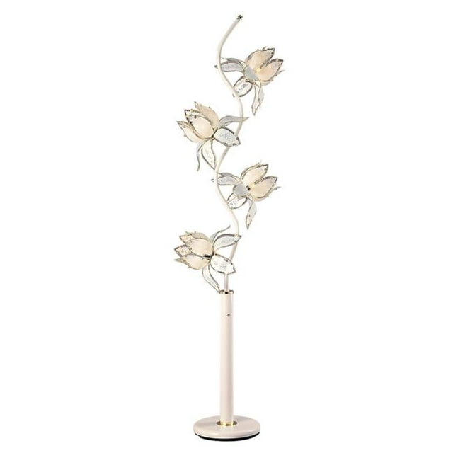 HomeRoots 431815 Contemporary White Glass Floral Table Lamp