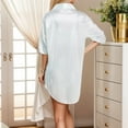 thumbnail image 4 of Youmylove Plus Size Dresses For Curvy Women Solid Color Button Down Mid Sleeve Shirt Style Chiffon Cute Sexy Nightgown Womens Sexy Lingerie Sleepwear, 4 of 9