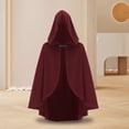 thumbnail image 2 of UTSJKR Hooded Medieval Cloak Cape with Buckle Closure Vintage Renaissance Cosplay Robe for Themed Party Dress Up Wine, 2 of 8