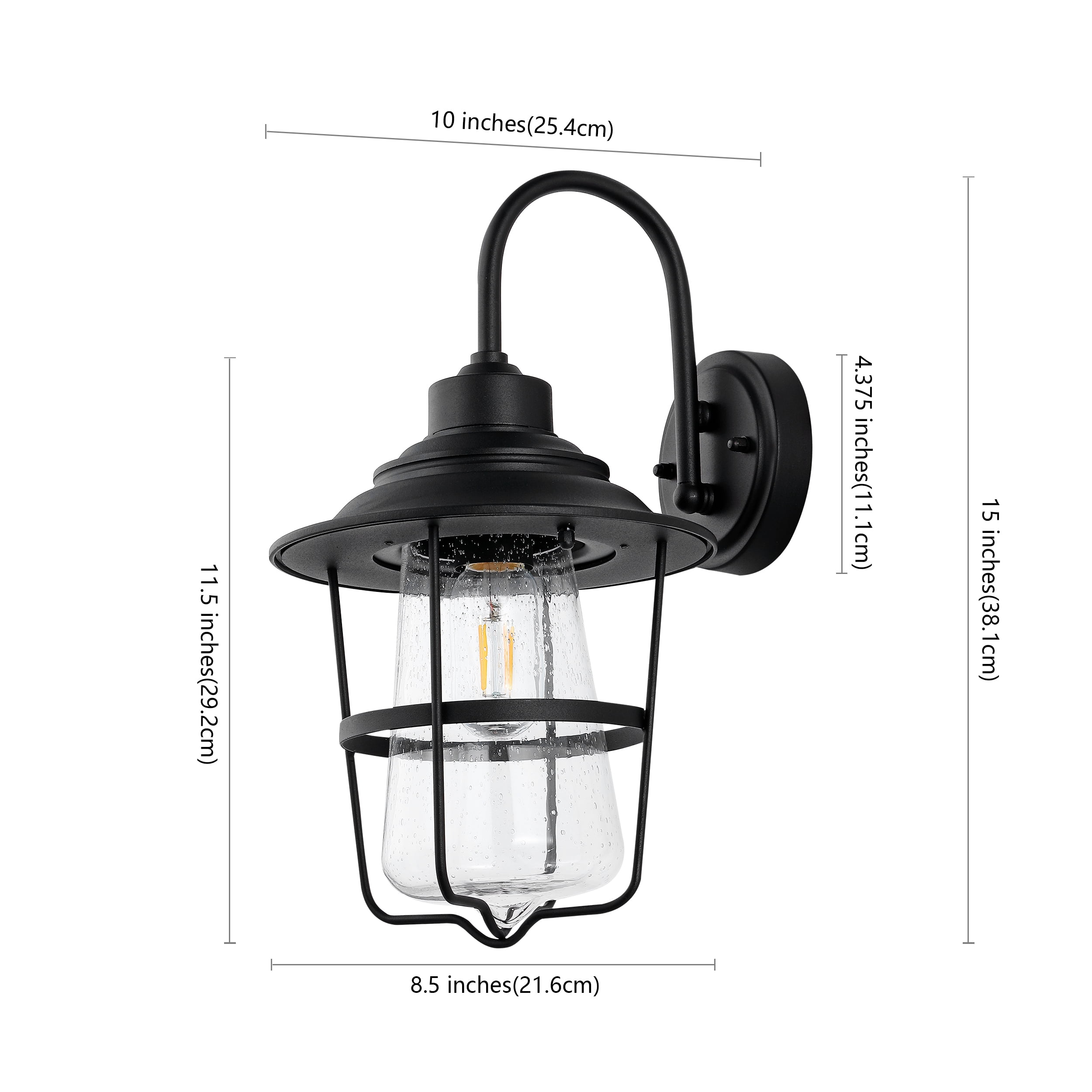 SAFAVIEH Penber LED Black Metal Wall Sconce with Clear Shade, Set of 2