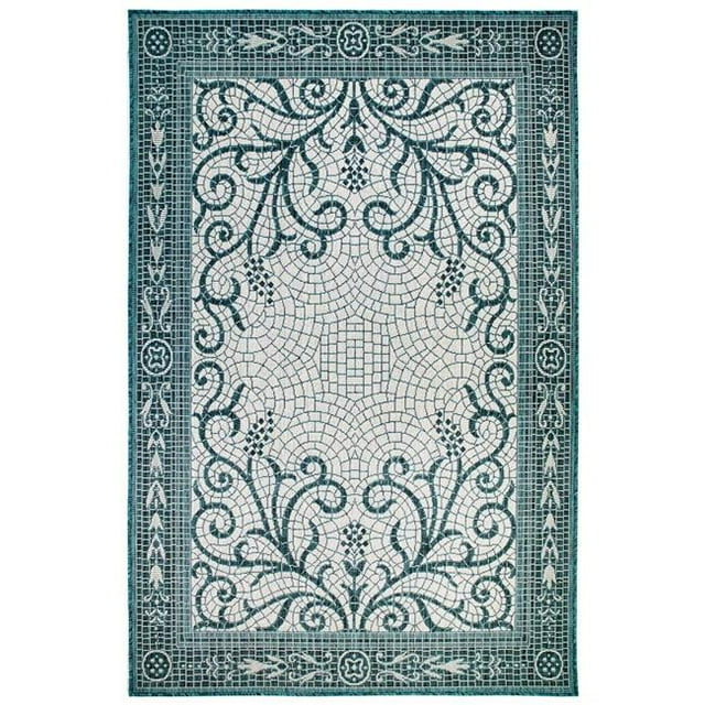 Trans-Ocean Importe CRE45842994 39 Po x 59 Po Liora Manne Carmel Mosaïque Tapis Rectangle Tissé Wilton Intérieur et Extérieur - Turquoise