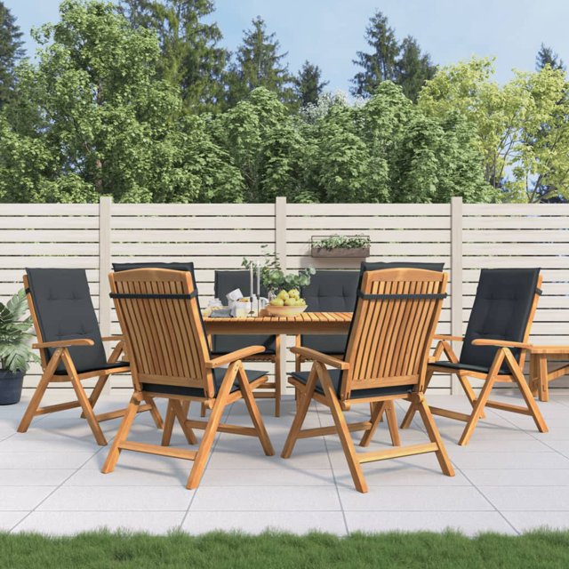 vidaXL Chaises de Jardin Inclinables avec Coussins 6 Pcs Bois Massif Teck