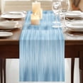thumbnail image 3 of Table Runners 108 Inches Long Dress Scarves, Light Blue Farmhouse Coffee/Dining/Kitchen Table Runner for Living Room, Modern Abstract Art Ombre Striped 13x108 Inch, 3 of 9