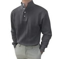 thumbnail image 1 of Aqestyerly Hauts pour Hommes Chemise Décontractée Unie Col en V Manches Longues Col Roulé, 1 of 6