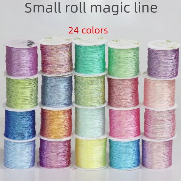 Pequeño rollo de hilo de color mágico de 36912 hebras tejidas a mano para pulseras, collares y cordones de loto