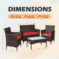 thumbnail image 5 of Tappio 4 PCS Outdoor Rattan Furniture Patio Conversation Set, Wicker Sofa Garden Conversation Bistro Sets for Yard, Pool or Backyard, Brown/Red, 5 of 7