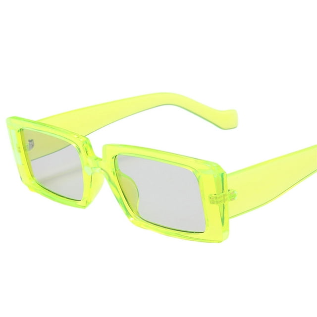 ZheElen Lunettes Rectangulaires Unisexes Tendance avec Protection Cadeaux Monture Verte Brillante 1ensemble
