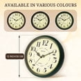 thumbnail image 6 of Geevon 12 IN Retro Wall Clock No Ticking Sound, Wall Clock with Quartz Accents and Vintage Patterns, Frame with Gold Border for Kitchen, Bedroom, Office, Classroom, Living Room Decor (Dark Green), 6 of 9