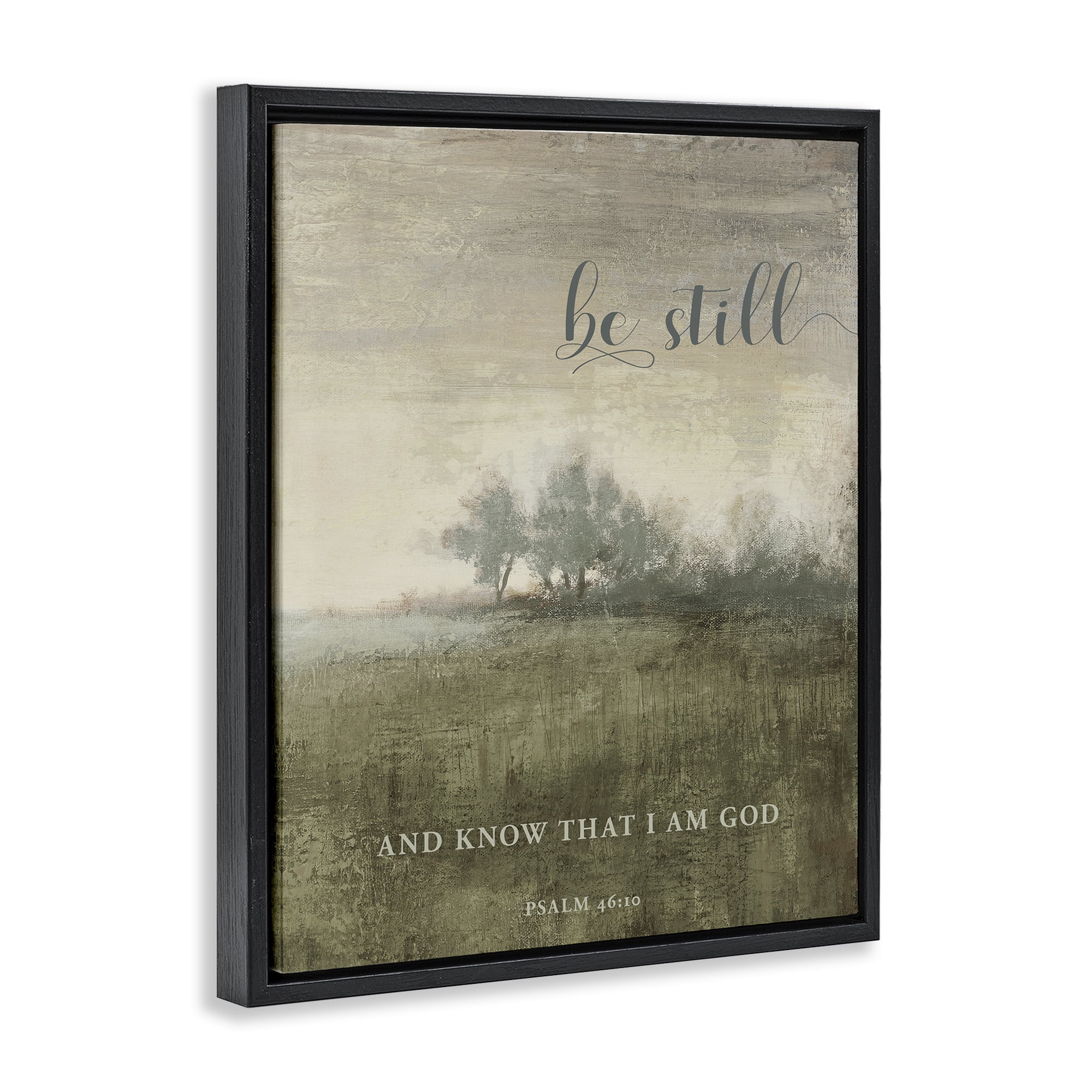 Stupell Industries Be Still Psalm 46:10 Black Framed Floater Canvas Wall Art, design by Michael Marcon