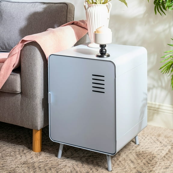 GOMYHOME Mid-Century Metal Accent Cabinet with Blue Drawer