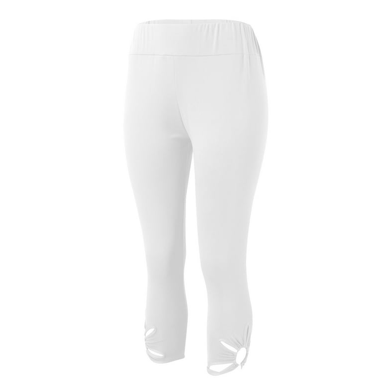 njshnmn Women's Leggings-Yoga Pants High Waist Workout Bootleg Pants Tummy  Control Work Pants for Women, White, L 