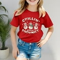 thumbnail image 2 of XAOFW Kid T-Shirts Fashionable Christmas Short Sleeve Boys Girls O-Neck Printed Letter Snowman Lightweight Color Block Spring Summer Home Club Party Tee Shirts, 2 of 5