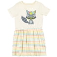 thumbnail image 3 of Inktastic Hipster Raccoon, Raccoon with Glasses, Flowers Girls Toddler Dress, 3 of 5
