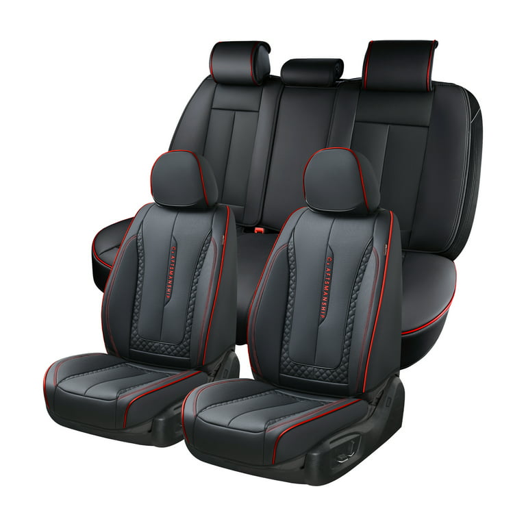 Coverado 5 Seats Red Car Seat Covers Full Set, Premium Leatherette Front  and Back Seat Covers for Car Seats, Universal Interior Auto Seat Protectors