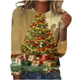 thumbnail image 2 of Craaazy Christmas Shirts Womens Round Neck Long Sleeve Christmas Tree Printed Shirts Xmas Santa Tops Gifts, 2 of 4