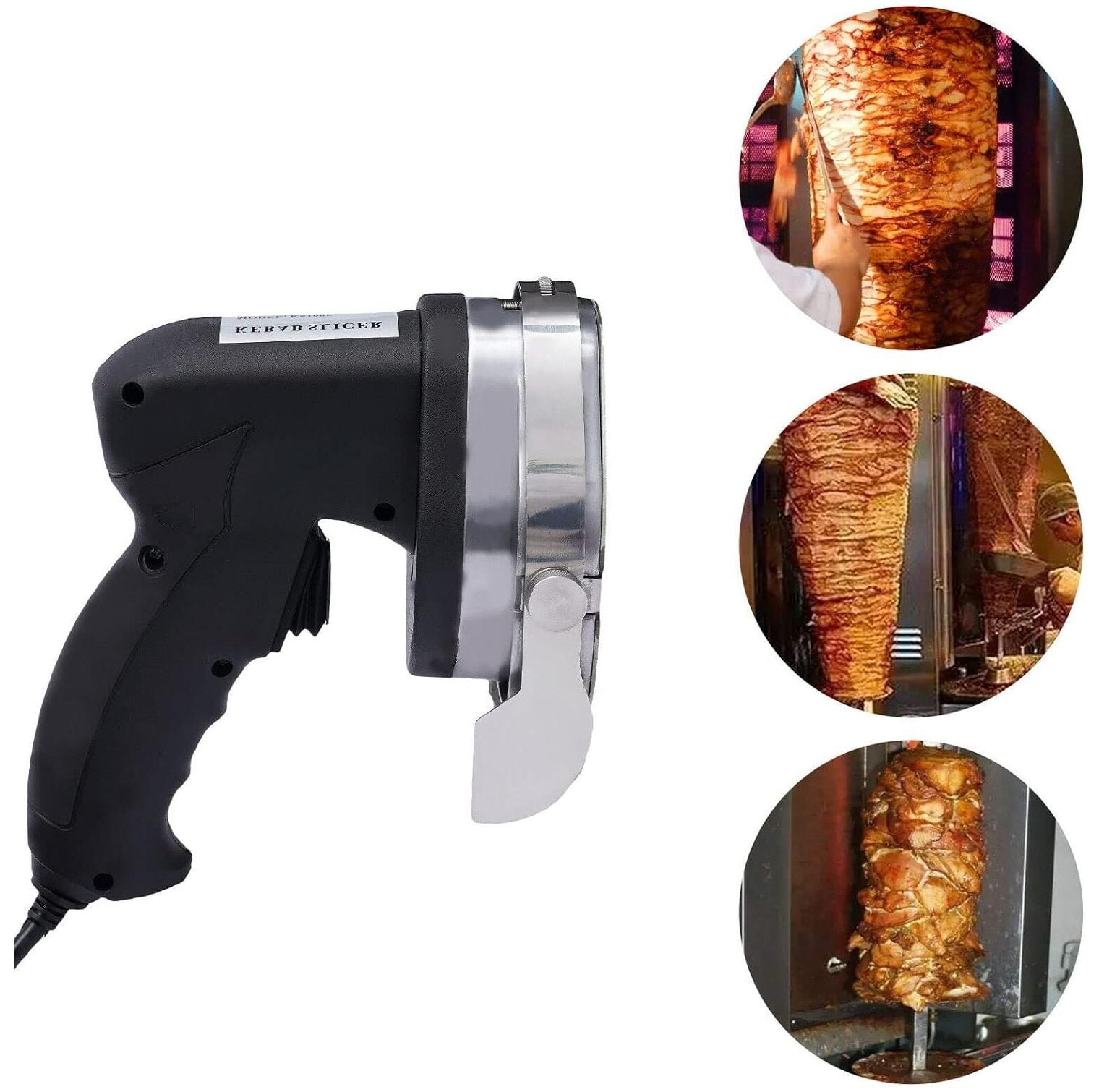  Gyro Knife Electric Kebab Slicer, Handheld Turkish Kebab Knife,  0-8mm Thickness Kebab Meat Slicers with 2 Blades, Gyro Cutter for Shawarma,  Cordless : Home & Kitchen