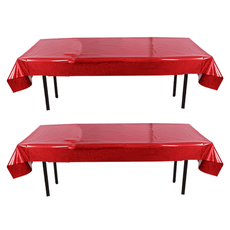 

2Pack Foil Tablecloth 1m*2.7m Shiny Plastic Party Tablecovers for Party Table Decoration