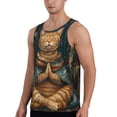 thumbnail image 2 of Gukieu Surreal Meditating Cat Print Men's Quick Dry Fitness Vest, Round Neck Sleeveless Fitness Bodybuilding Top-Small, 2 of 7