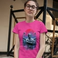 thumbnail image 3 of Tee Hunt Demon Gargoyle T-Shirt Blood Moon Scary Halloween Monster Women's T-Shirt Tee, Pink, X-Large, 3 of 5