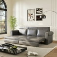thumbnail image 3 of 93.7" King Pull Out Sofa Bed,3-in-1 Faux Leather Convertible Sleeper Sofa Multi-Functional Sofa Bed for Living Room,Bedroom,Gray, 3 of 8