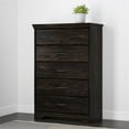 thumbnail image 2 of Bowery Hill Traditional 5-Drawer Wood Bedroom Chest in Rubbed Black, 2 of 3