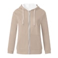 thumbnail image 4 of Timegard Chandails en Molleton pour Femmes à Capuche avec Cordon de Serrage chandail-Over Haut Automne Décontracté Cardigan Ample avec Poches, 4 of 4