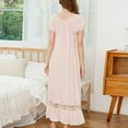 thumbnail image 2 of Defitshape Women's Cotton Victorian Square Neck Nightgown Vintage Sleep Dress Short Sleeve Ruffle Light Pink Large, 2 of 5