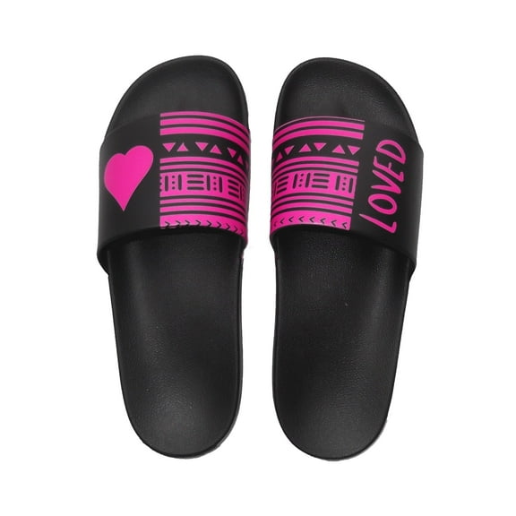 Pink/Black Loved ethnic slide soft sandals