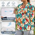 thumbnail image 6 of Xoenoiee Hippie Daisy Print V-Neck Golf Polo Shirts Long Sleeve UPF 50+ Tunic Top Moisture Wicking Lightweight Casual Work Tennis Collared Shirts Golf Apparel for Women, Size XS, 6 of 7