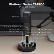 Turnstile Audio Platform Series TAP600 Multi-Pattern USB Microphone, PC, Mac, 4 Polar Patterns, Built-In Meters, Gain Control, Zero Latency, Gaming, Streaming, Podcasts, Twitch, YouTube,