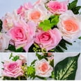 thumbnail image 3 of Artificial Cemetery Flowers, Memorial Rose Flowers Grave Decoration Flower Bouquets with Vase for Cemetery Graveyard Headstones Decor, Set of (Pink), 3 of 5