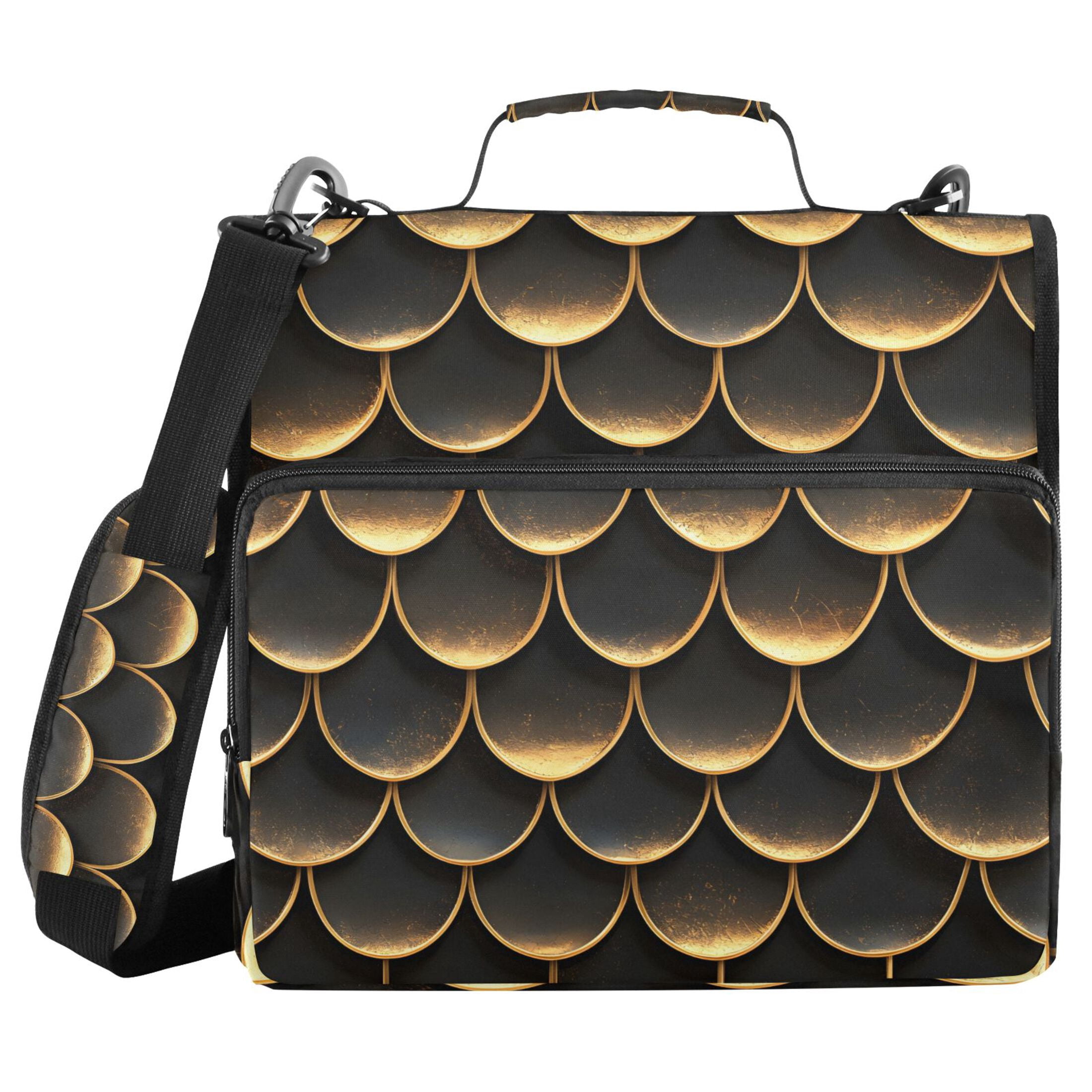 ALAZA Zipper Binder Golden Dragon Scales Pattern 3 Ring Trapper Keeper File Folder Organizer Bag