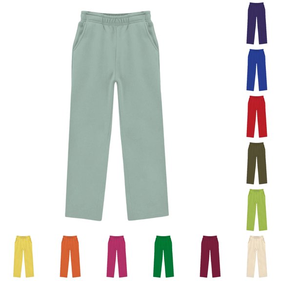 XIYON Pants for Girls Soft Casual Straight Leg Pants with Pockets Comfortable Elastic Waist for Everyday Wear 9-10 Years