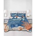 thumbnail image 2 of Quilts King Size Bedding Set, Sea Turtle Coastal Lightweight Quilted Comforter, Summer Beach Coral Nautical Navy Blue Soft Reversible Bedspread Coverlet with Pillow Covers for All Season, 96" x 106", 2 of 7