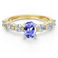 thumbnail image 3 of Gem Stone King 14K Two Tone Gold Blue Tanzanite and Lab Grown Diamond Engagement Ring for Women | 1.35 Cttw | Oval 6X4MM | Gemstone December Birthstone | Size 8, 3 of 6