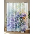 thumbnail image 4 of Fsddascl Purple Lavender Shower Curtain Set - Small 36" x 72" Washable Bathtub Curtain with 12 Hooks, Spring Flower Pastoral Bike Rustic Waterproof Fabric Stall Shower Curtains for Bathroom/Bathtub, 4 of 6