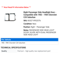 thumbnail image 2 of Right Passenger Side Headlight Door - Compatible with 1983 - 1984 Chevy C20 Suburban, 2 of 2