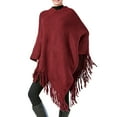 thumbnail image 2 of Hauaitttt Women Poncho Sweater V Neck Solid Knit Pullover Cape Lightweight Shawl Elegant Wrap with Fringes for Women Shawl Wraps for Women Short Short Shawl Hooded Capes Outerwear Scarfs for Women, 2 of 6