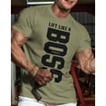 thumbnail image 2 of Gymish Lift Like a Boss Workout Shirt for Men – Motivational Gym T-Shirt, Funny Lifting Tee, Men’s Athletic Workout Apparel, Military Green, Small, 2 of 6