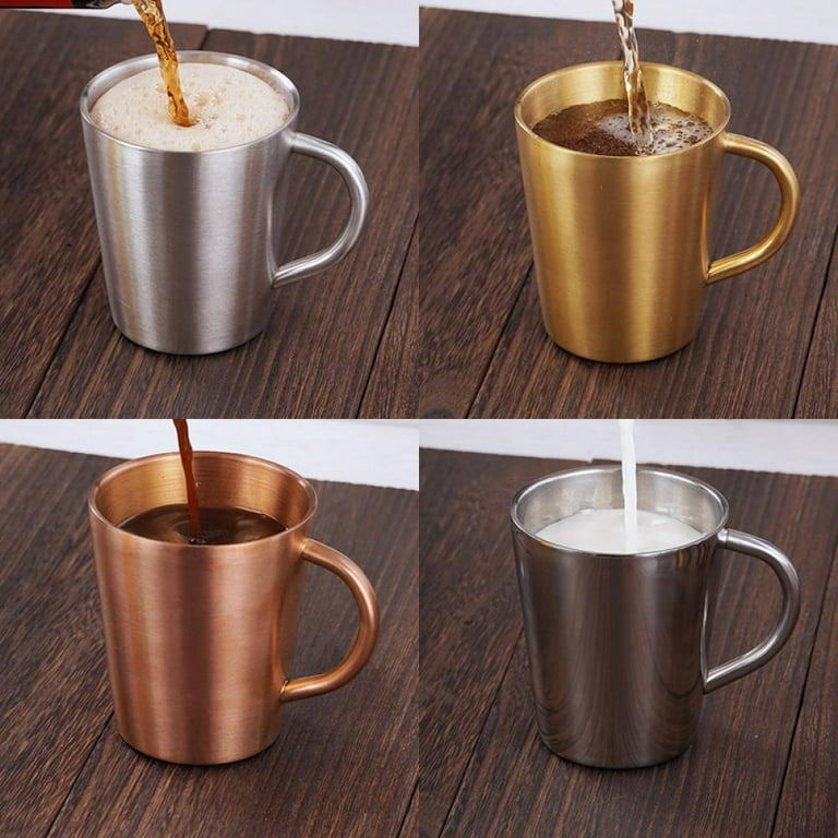 Jolly Stainless Steel Double-Layer Cup with Handle, Beer Mug, Heat Insulation, Household Coffee Mug, Anti-falling Shatterproof, Keeps Espresso Hot