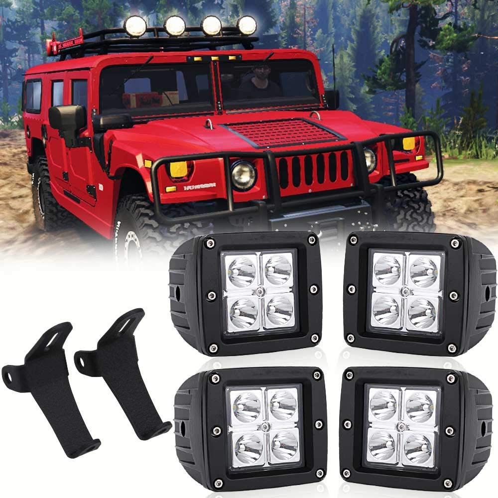 TURBOSII 4pcs 3X3 Inch Spot Pods Cube LED Fog Lights, OffRoad LED