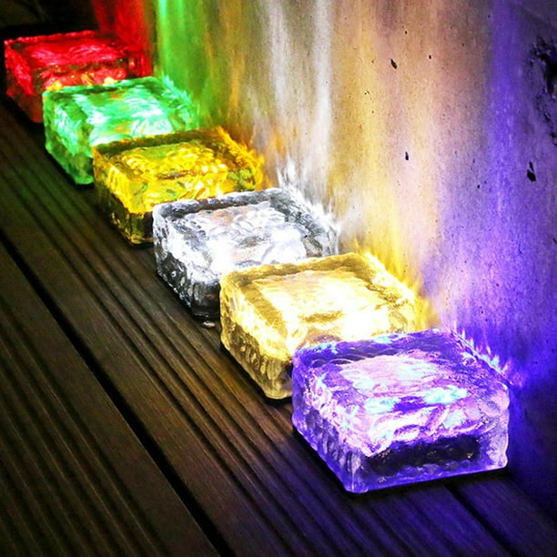 Square Ice Cube Solar Floor Tile Lawn Light Outside Lawn Lamps Durable