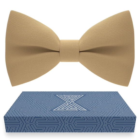 Bow Tie House Babies Classic Pre-Tied Bow Tie Formal Solid Tuxedo (Small, Deep Beige)