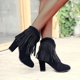 thumbnail image 5 of NECHOLOGY Botas Mujer Adulto Femenino Zapatos Botines para mujer Botas gruesas Heel Frosted Femenino Fashion Solid Color Fringe Tobille Boots High Women's Boots (Black, 9.5-10), 5 of 7