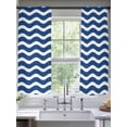 thumbnail image 3 of Navy Blue White Semi Sheer Curtains 63 Inch Length 2 Panels Set, Abstract Waves Water Ripple Striped Sheer Kitchen Curtain Privacy Voile Window Curtain for Living Room Bedroom Rod Pocket Drapes, 3 of 7